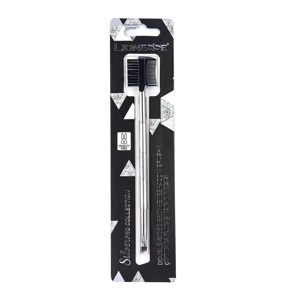 Lionesse Silver Collection Dual-Sided Brow & Eyeshadow Brush by Beauty Care Bag