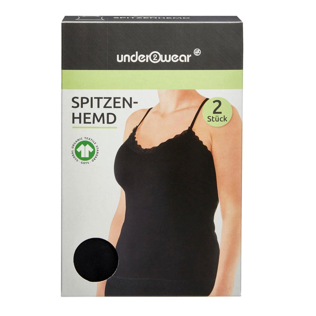 Lace Trim Women's Camisole 2-Pack in Black Size M by Beauty Care Bag
