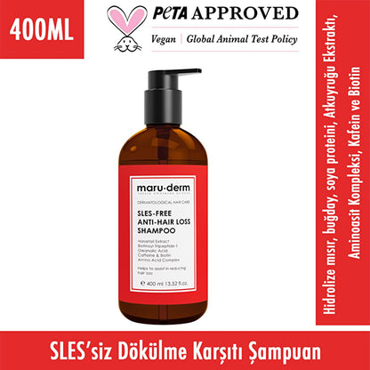Maruderm sulfate-free anti-hair loss shampoo with caffeine and biotin, 400 ml