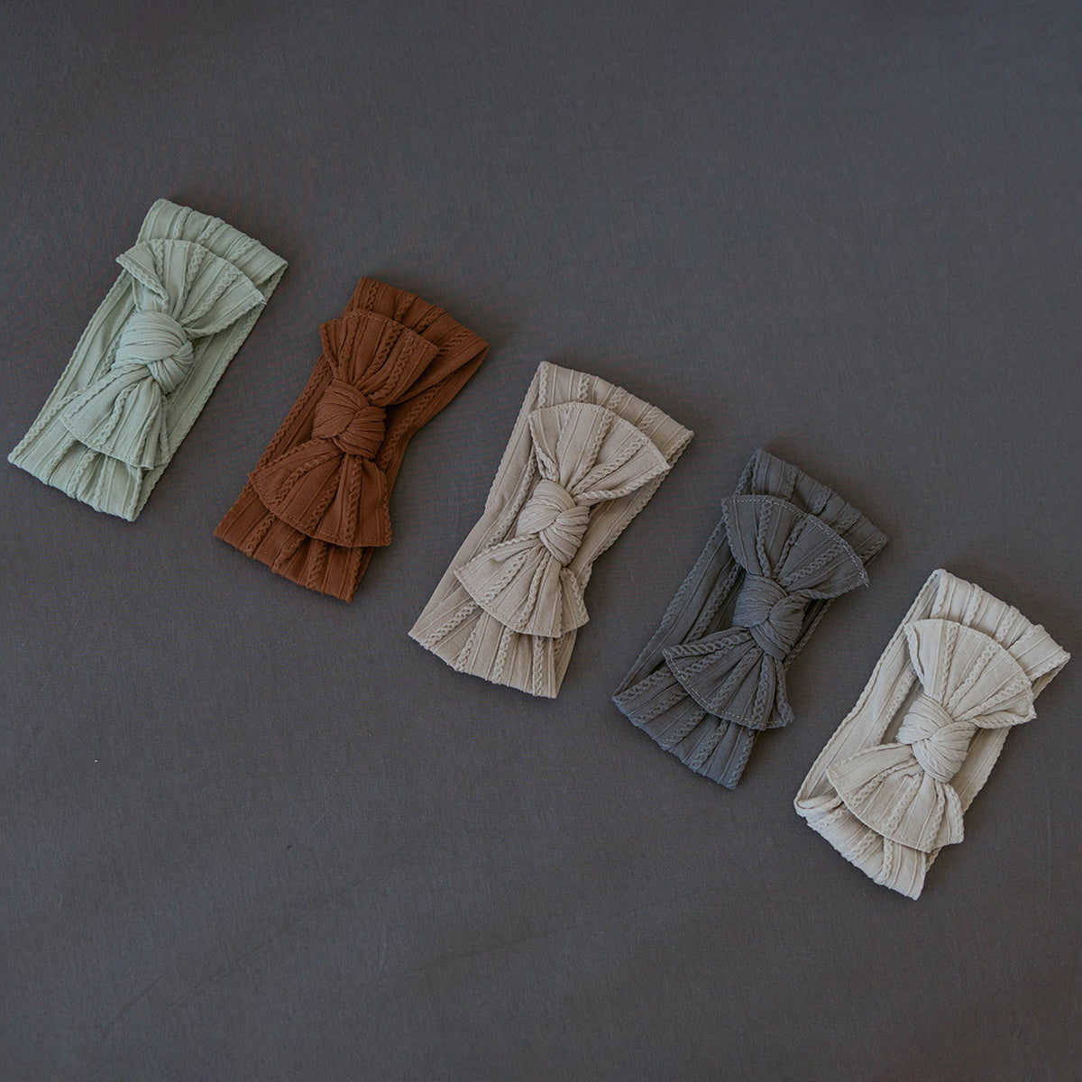 Pebble Set - Cable Knit Knotted Headbands - 5 Pack by Parker Baby Co.