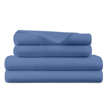 Soft blue 270 TC organic cotton percale sheet set by Whisper Organics