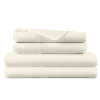 Cream 270 TC organic cotton percale sheet set by Whisper Organics