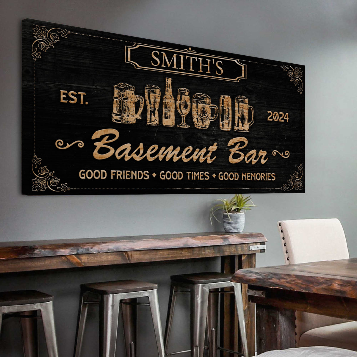 Personalized Basement Bar Sign II by Tailored Canvases