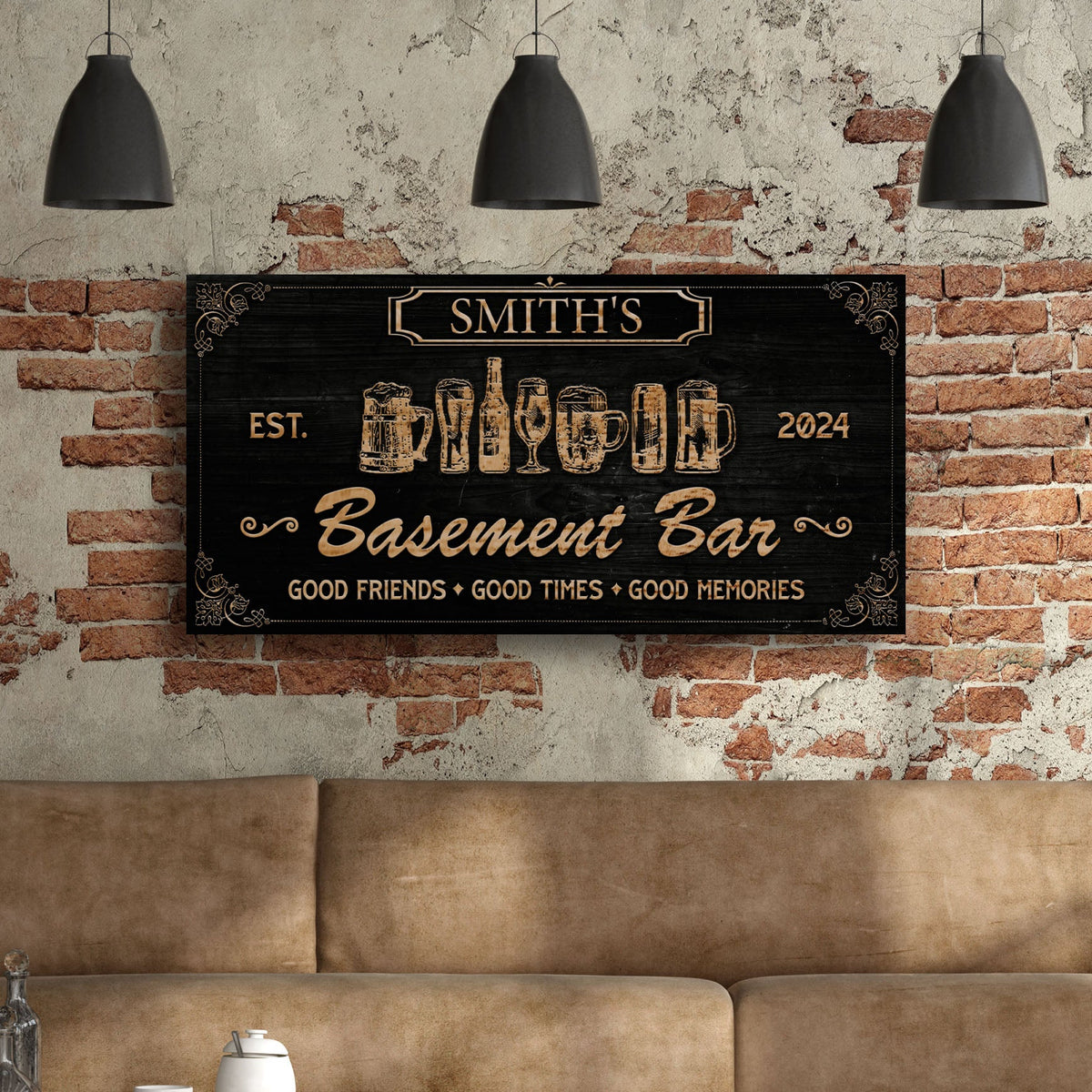 Personalized Basement Bar Sign II by Tailored Canvases