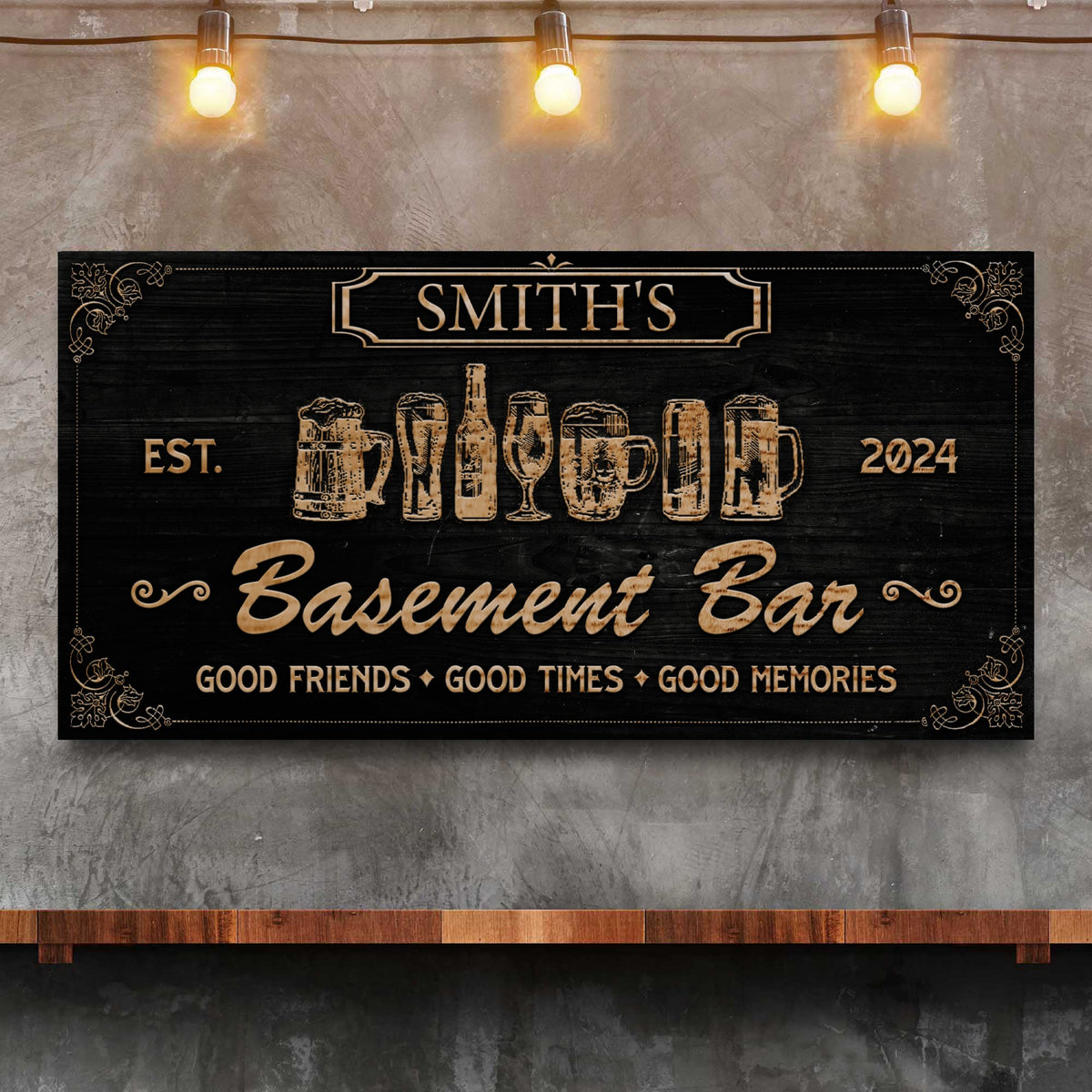 Personalized Basement Bar Sign II by Tailored Canvases
