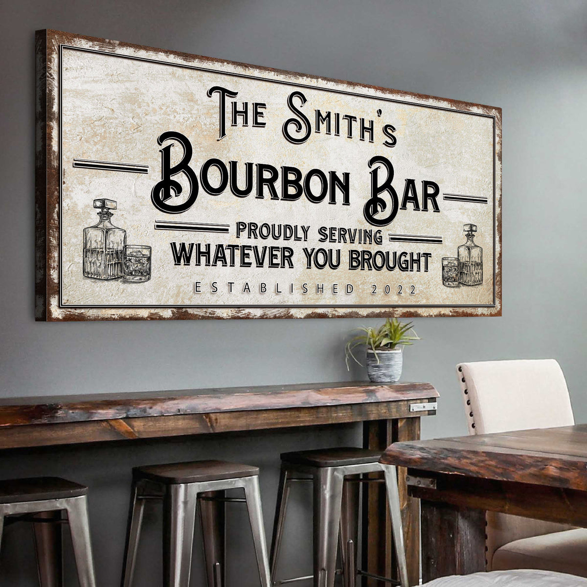 Personalized Bourbon Bar Sign by Tailored Canvases