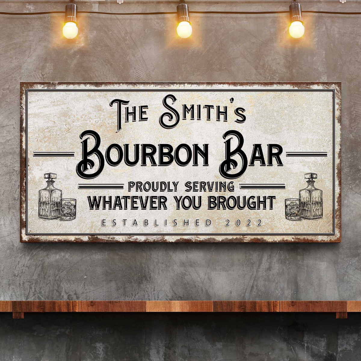Personalized Bourbon Bar Sign by Tailored Canvases