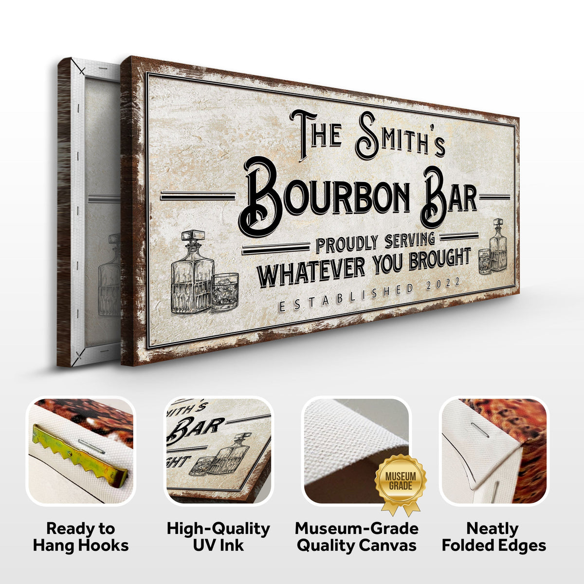 Personalized Bourbon Bar Sign by Tailored Canvases