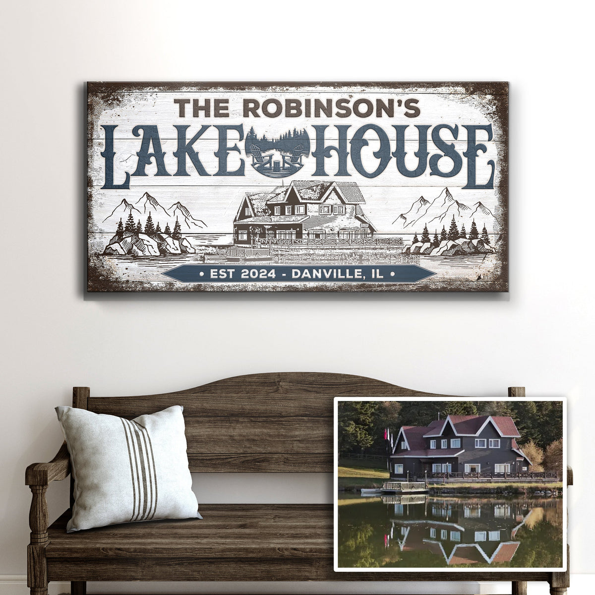 Personalized Lake House Sign II by Tailored Canvases