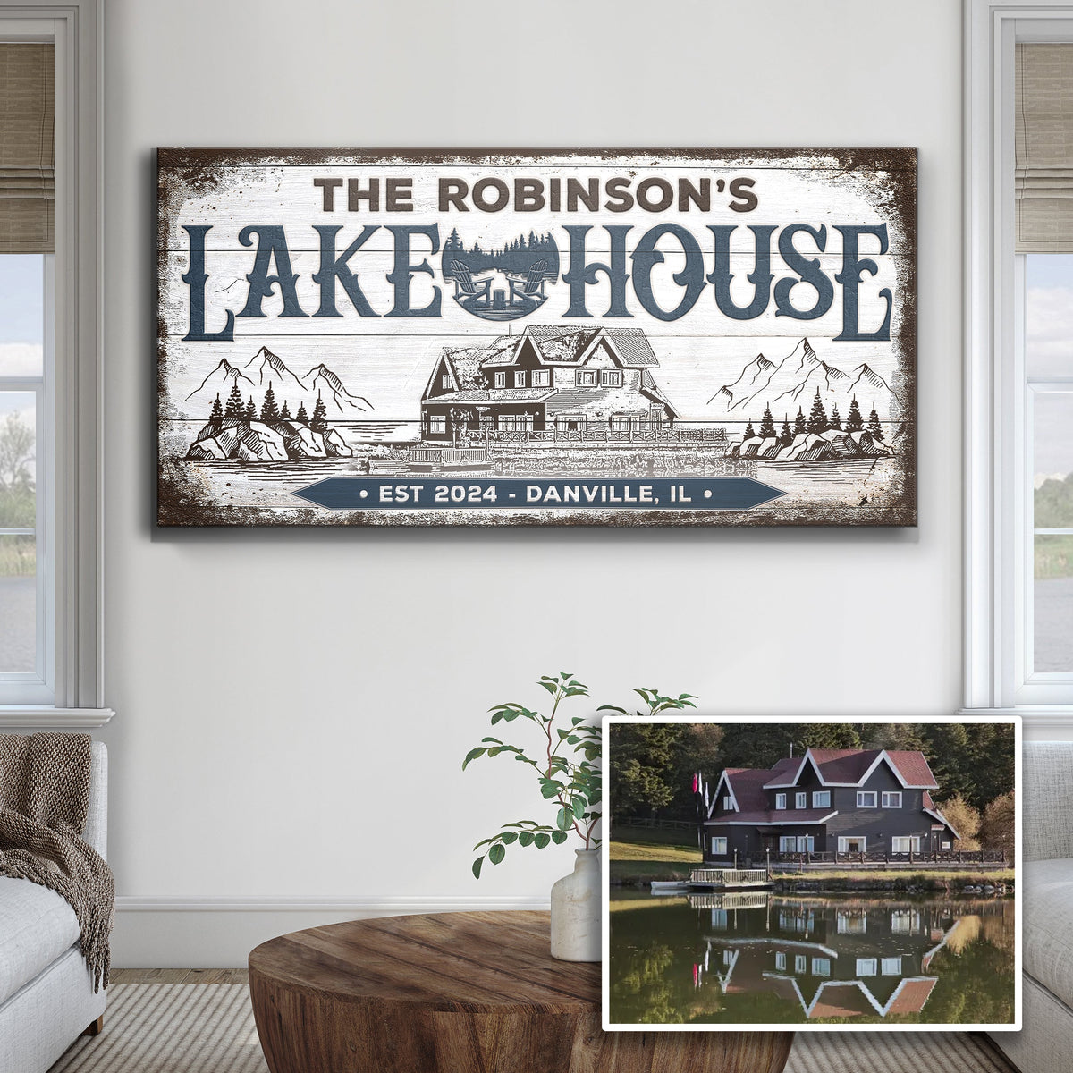 Personalized Lake House Sign II by Tailored Canvases