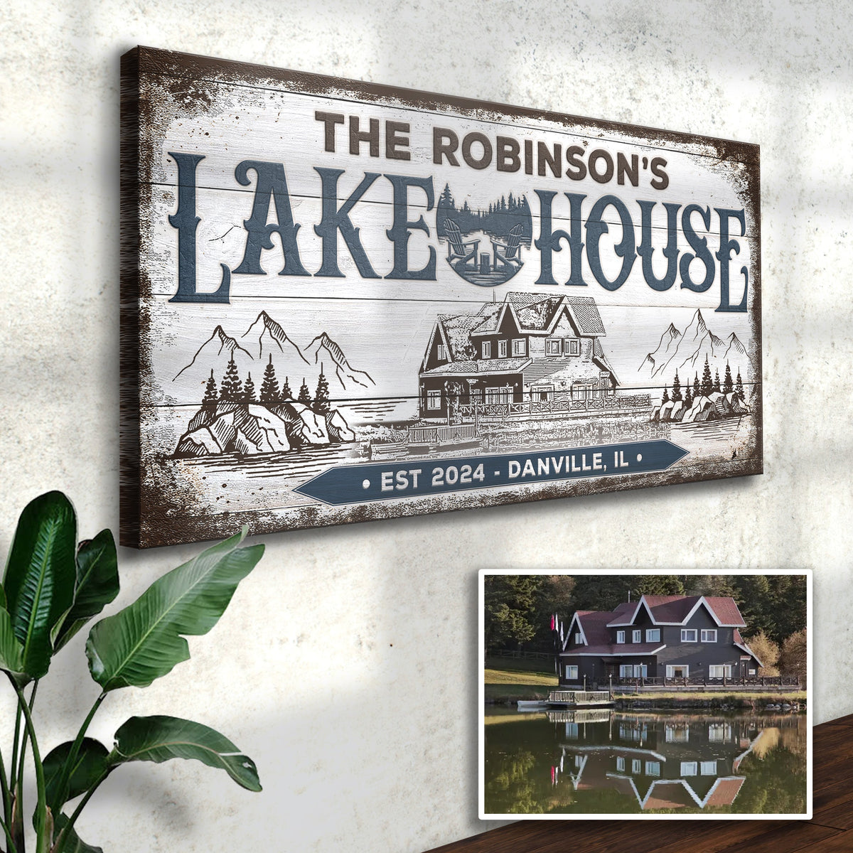 Personalized Lake House Sign II by Tailored Canvases