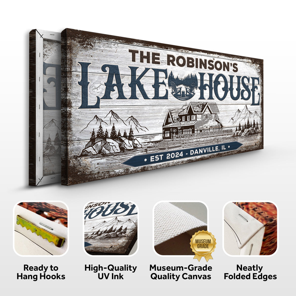 Personalized Lake House Sign II by Tailored Canvases