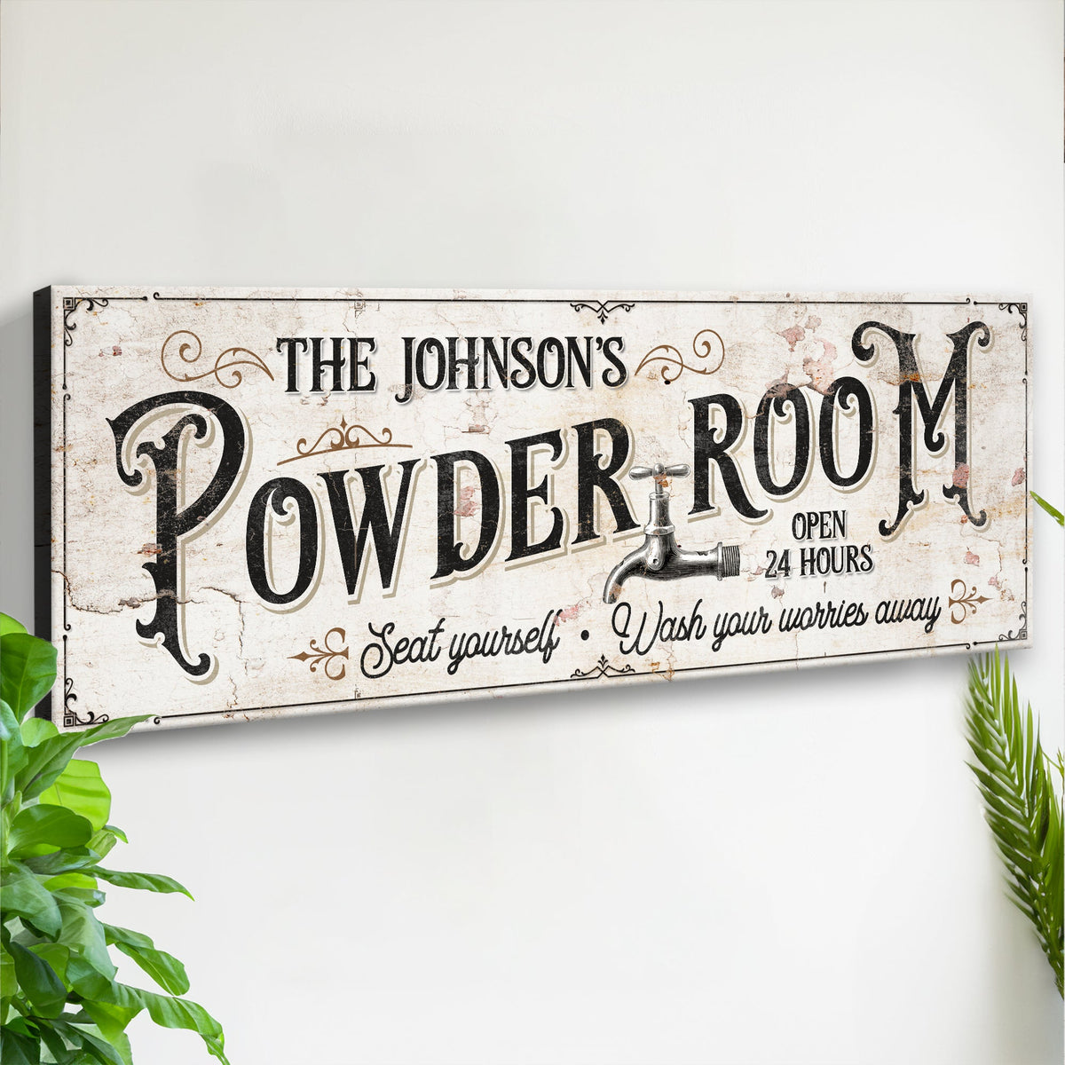 Personalized Powder Room Sign by Tailored Canvases