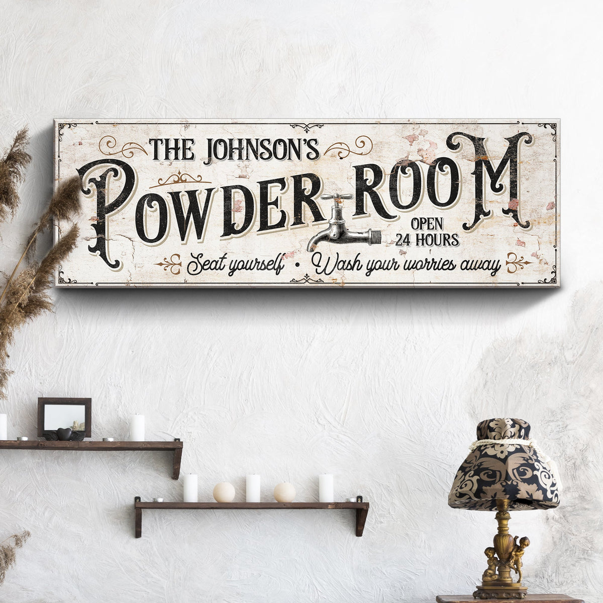 Personalized Powder Room Sign by Tailored Canvases