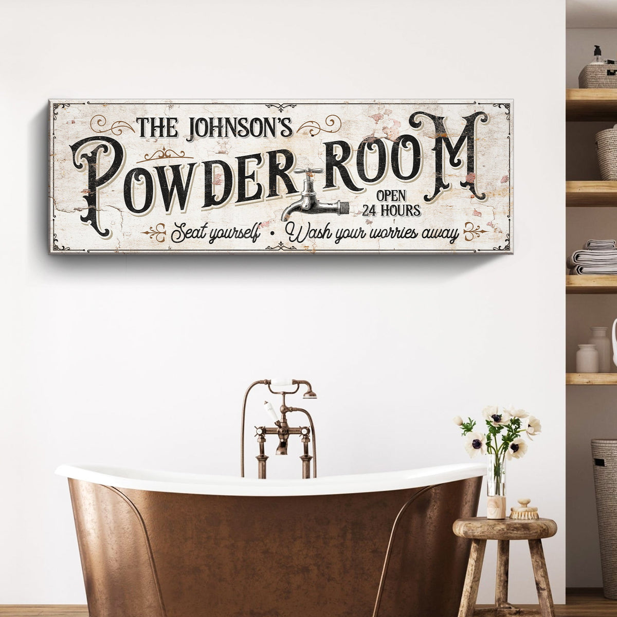 Personalized Powder Room Sign by Tailored Canvases