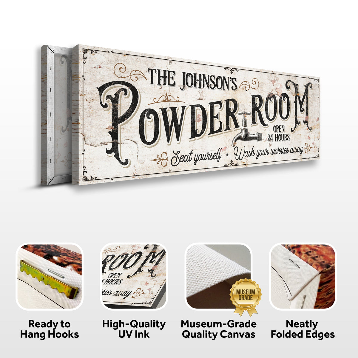 Personalized Powder Room Sign by Tailored Canvases