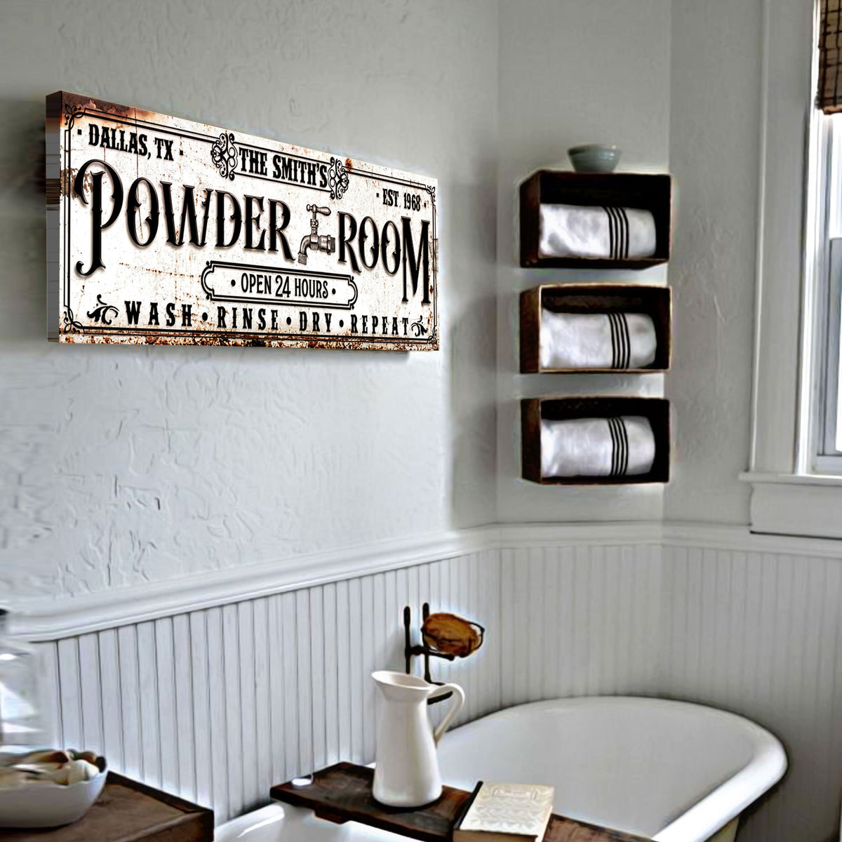 Personalized Powder Room Sign II by Tailored Canvases