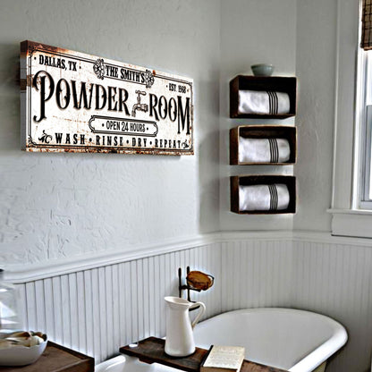 Personalized Powder Room Sign II by Tailored Canvases