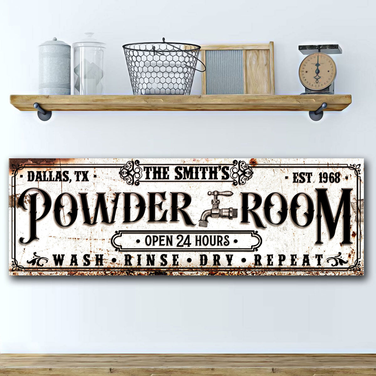 Personalized Powder Room Sign II by Tailored Canvases