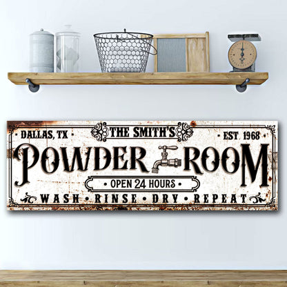 Personalized Powder Room Sign II by Tailored Canvases