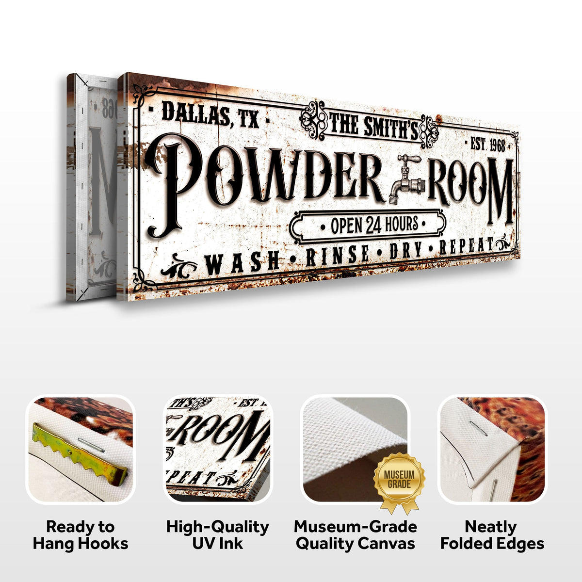 Personalized Powder Room Sign II by Tailored Canvases