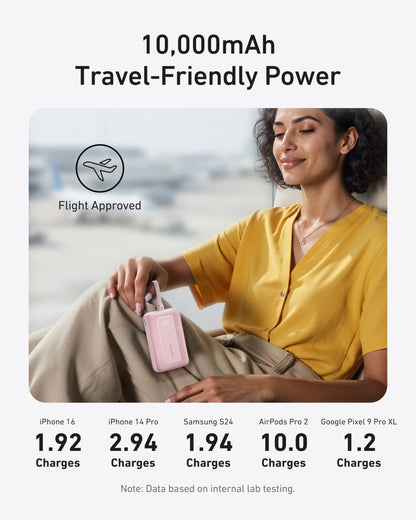 Anker Zolo Power Bank (10K, 30W) with a 5.4-inch (13.7 cm) built-in USB-C cable. by Anker