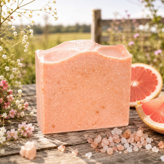 Pink Salt + Grapefruit Cleansing Bar Handmade Tallow and Goat Milk Soap Bar by Pretty farm girl