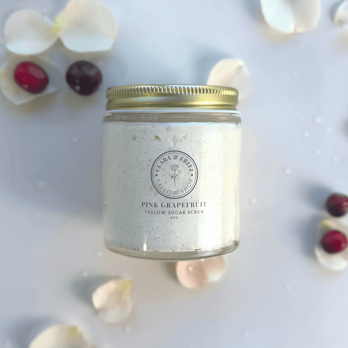 Pink grapefruit whipped tallow sugar scrub