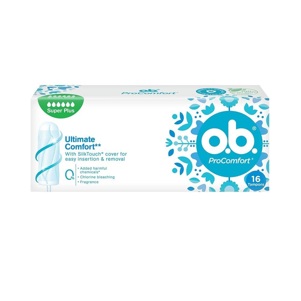 o.b. ProComfort Super Plus Tampon for Heavy Flow - 16 Count, Reliable Menstrual Hygiene & Comfort by Beauty Care Bag