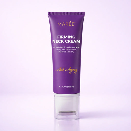 Pro-retinol neck lifting cream with metal massaging applicator