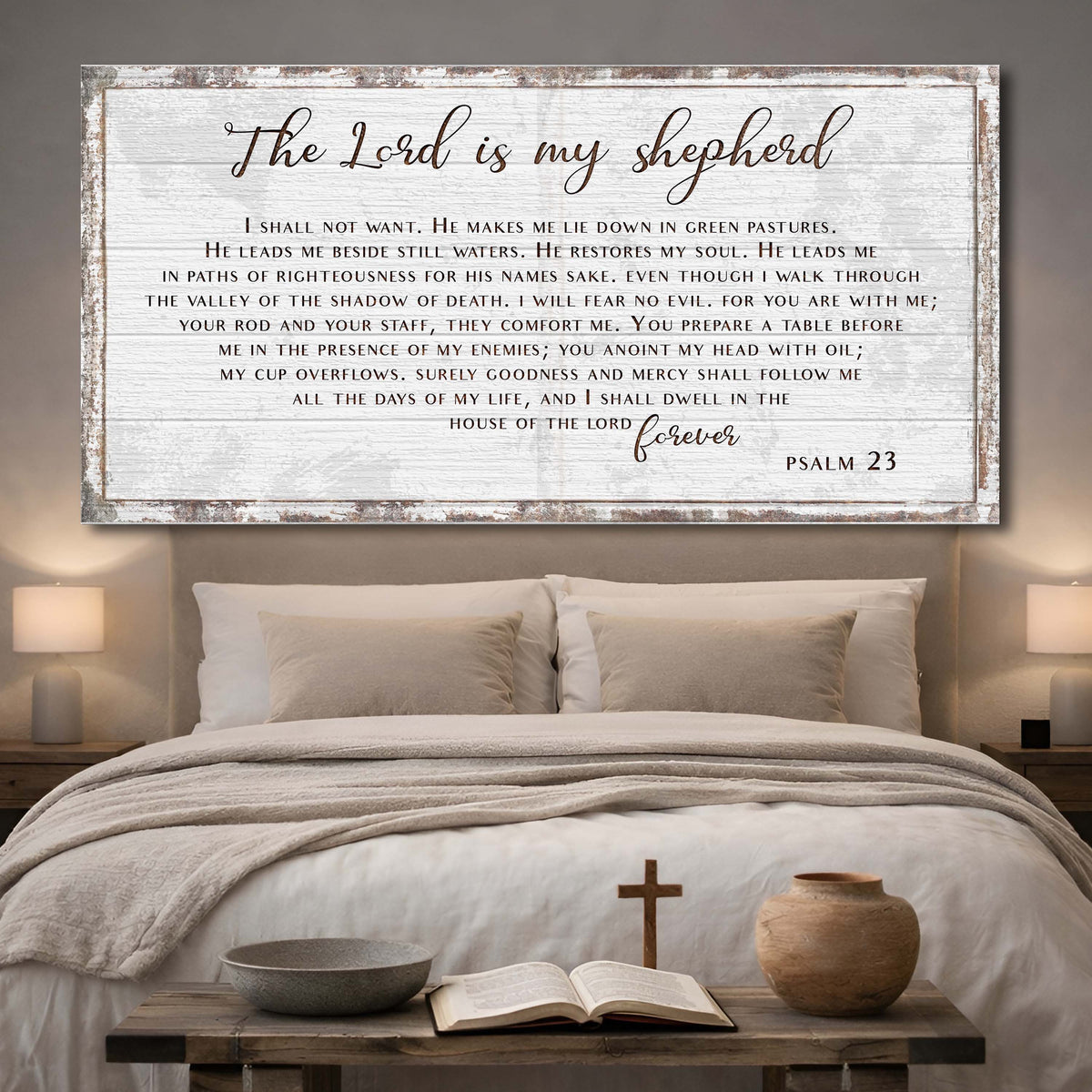 Psalm 23 - The Lord Is My Shepherd Sign III by Tailored Canvases