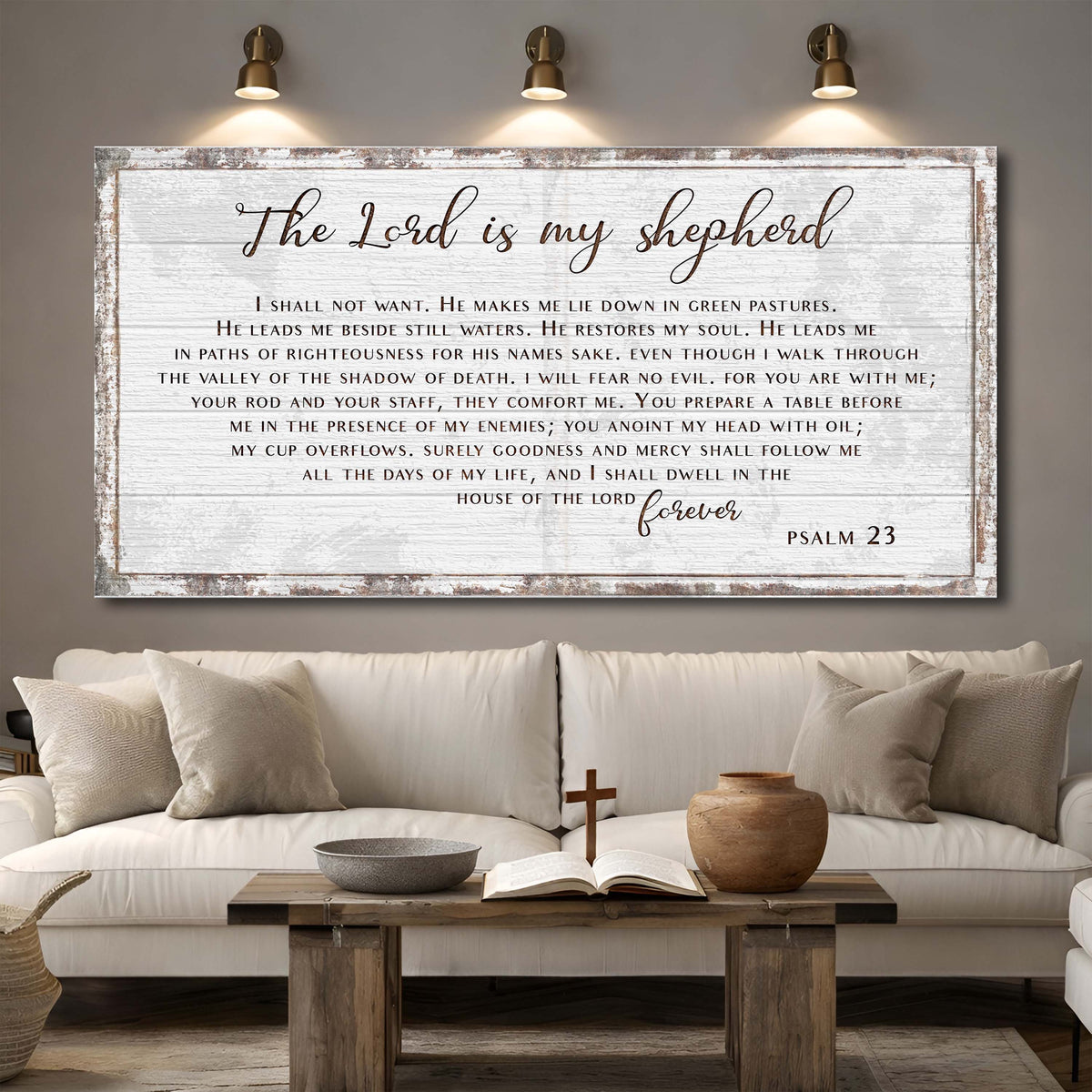 Psalm 23 - The Lord Is My Shepherd Sign III by Tailored Canvases