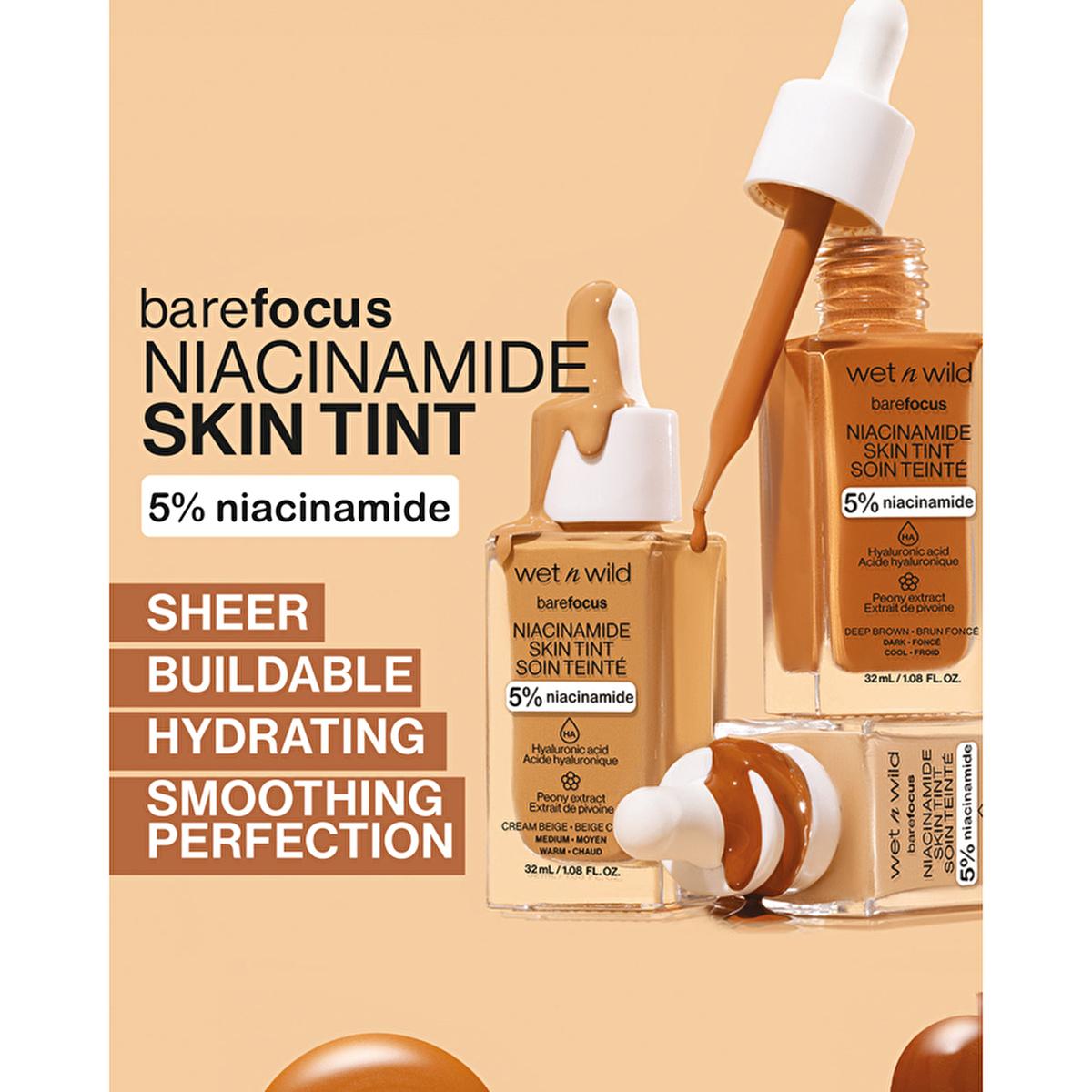 Wet n Wild Niacinamide Skin Tint Foundation: Fair Beige, Lightweight Coverage, Improves Skin Texture, Natural Satin Finish by Beauty Care Bag