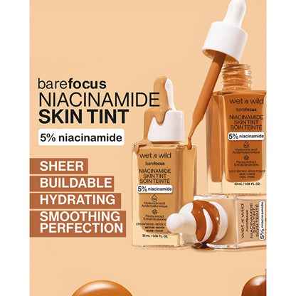 Wet n Wild Niacinamide Skin Tint Foundation: Fair Beige, Lightweight Coverage, Improves Skin Texture, Natural Satin Finish by Beauty Care Bag