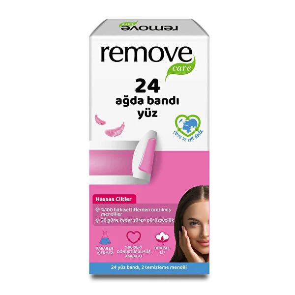 Remove Care Facial Wax Strips for Sensitive Skin - 24 Strips - Up to 4 Weeks Smoothness, Easy & Painless Face Hair Removal for Women at Home by Beauty Care Bag