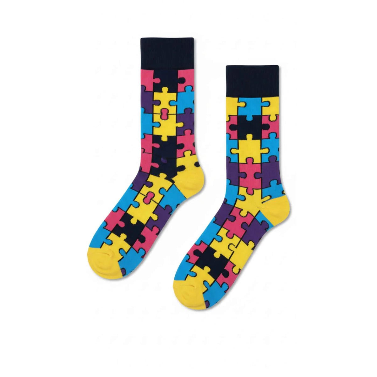 Carnaval Socks Puzzle Patterned Colorful Crew Socks - 1 Pair by Beauty Care Bag