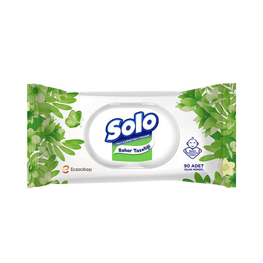 Solo wet wipes pack of 90 with plastic cap