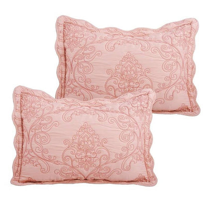 Queen size Dusty Pink Damask Embroidered 4 Piece Oversized Bedspread Set by HomePacific