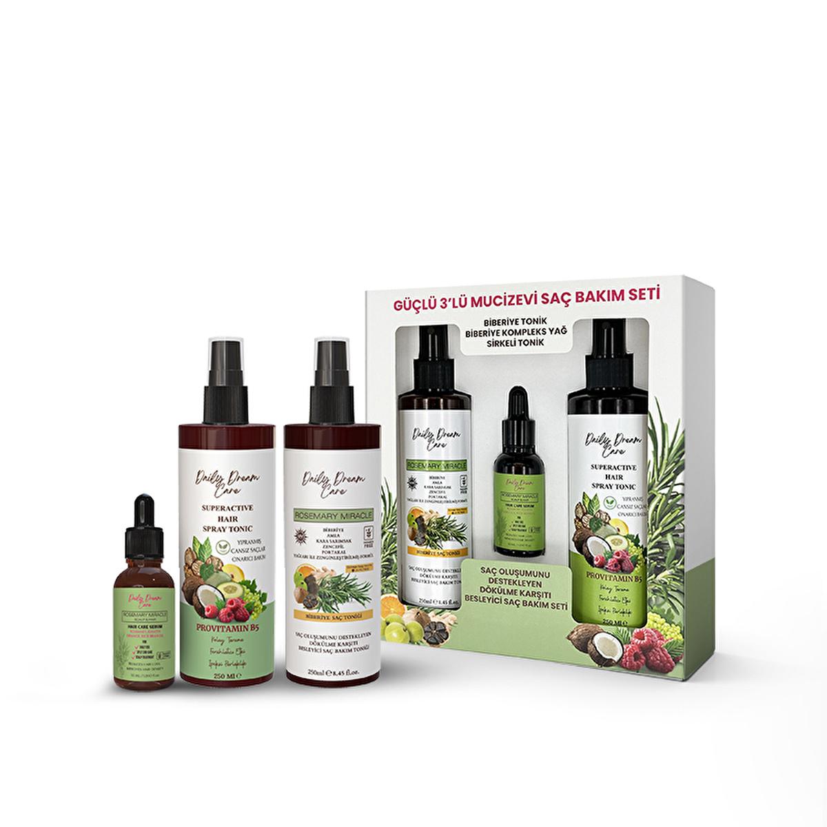 True Bee rosemary 3-piece hair care set with tonic, serum and oil