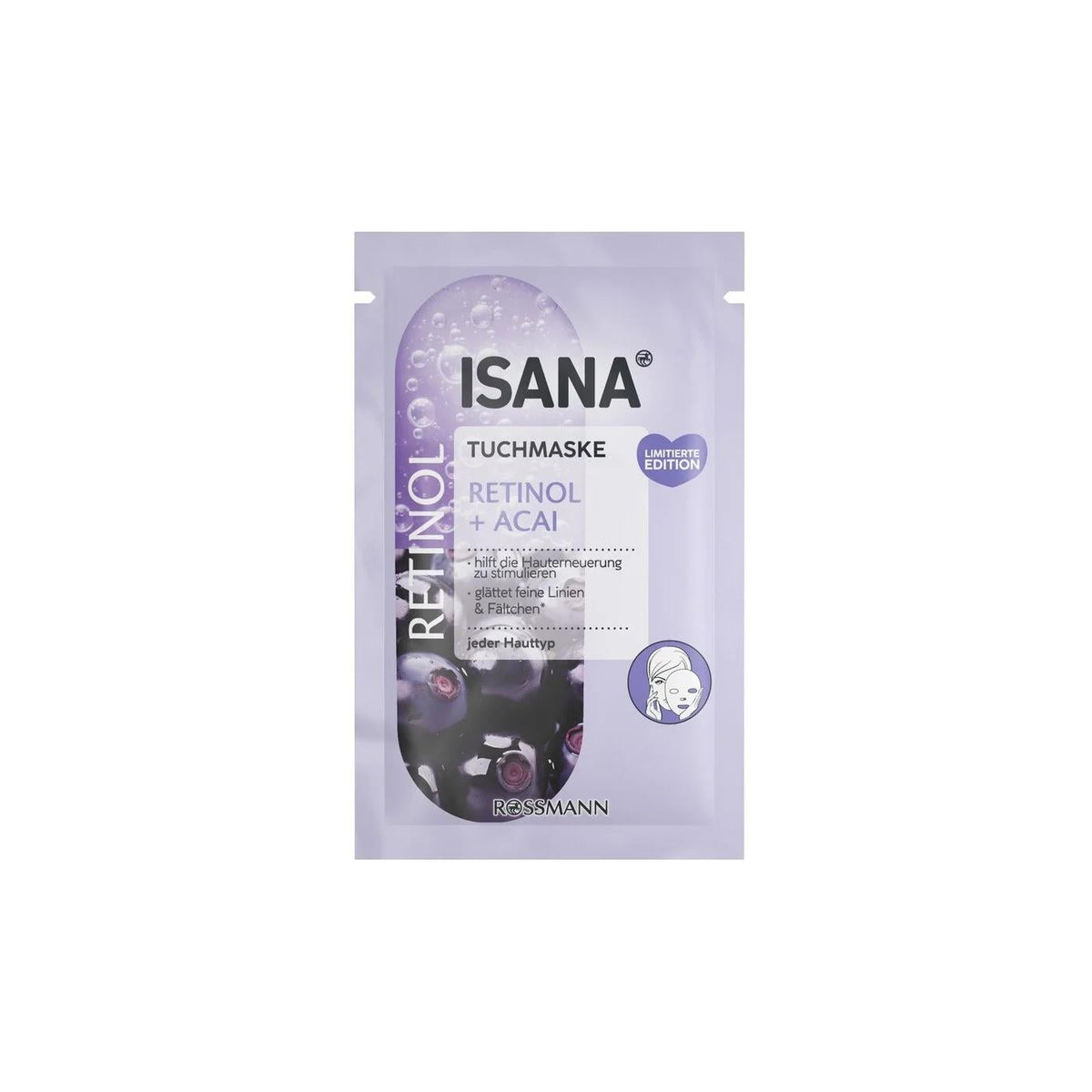 Isana Retinol & Acai Sheet Mask for Smooth Skin 1 Sheet by Beauty Care Bag