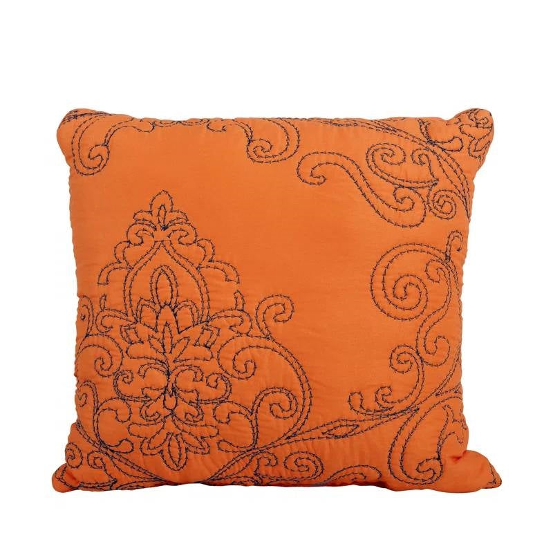 Queen size Orange Nectarine Damask Embroidered 4 Piece Oversized Bedspread Set by HomePacific