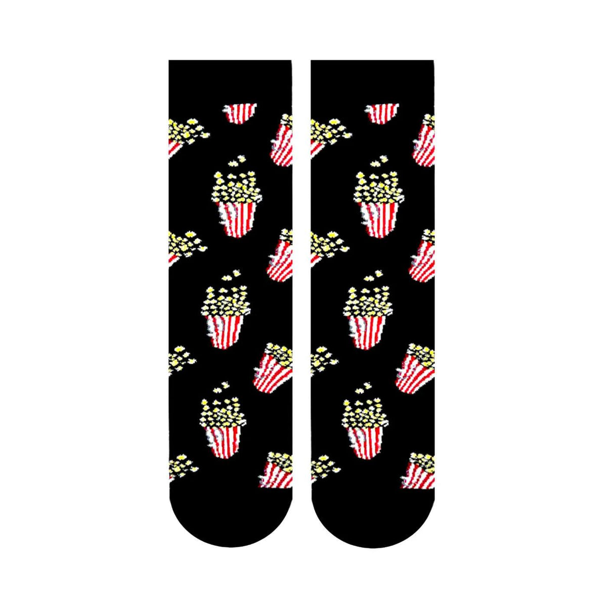 Carnaval Socks Popcorn Pattern Black Crew Socks - 1 Pair by Beauty Care Bag