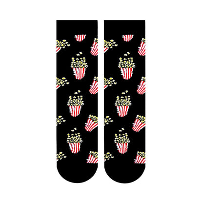 Carnaval Socks Popcorn Pattern Black Crew Socks - 1 Pair by Beauty Care Bag