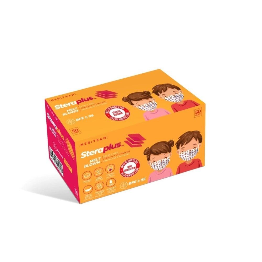 Steraplus Children's Face Masks - 50 Pack Patterned Kids Disposable Masks with 3-Layer Protection by Beauty Care Bag