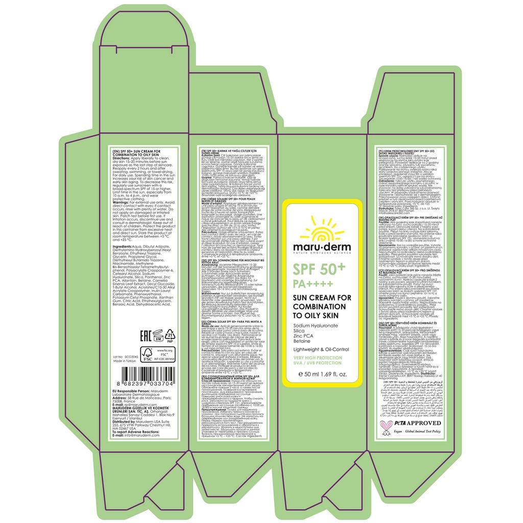 Maruderm SPF 50+ Sunscreen for Oily Skin 50 ml by Beauty Care Bag