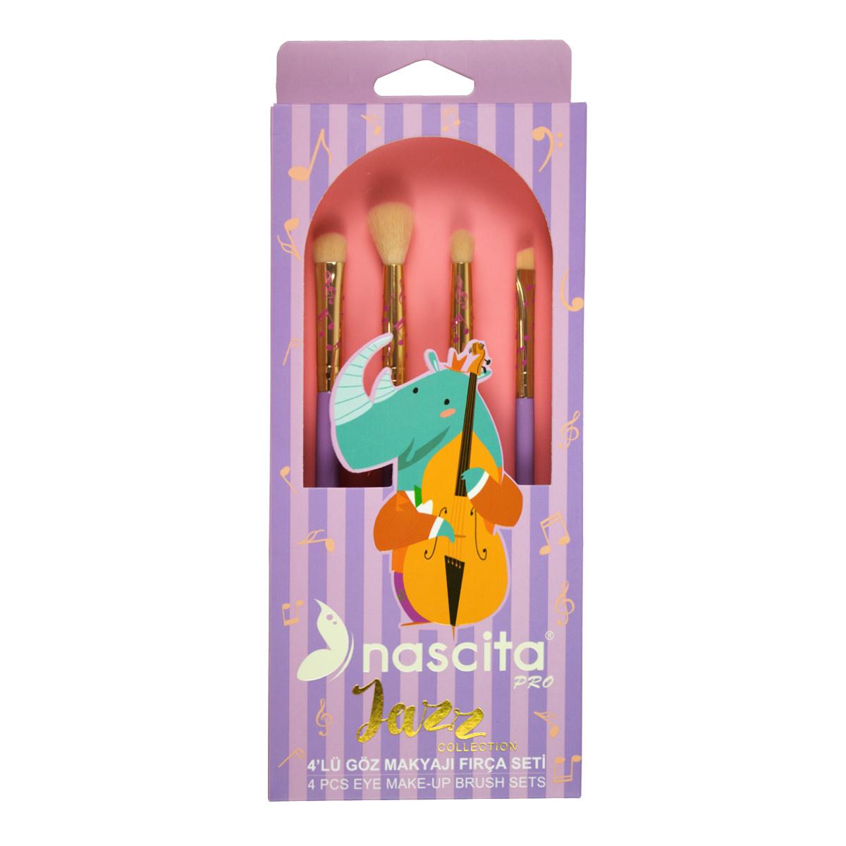 Nascita Jazz Professional 4-Piece Eye Makeup Brush Set - Soft, High-Quality Bristles for Precise Application by Beauty Care Bag