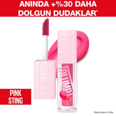 Maybelline Lifter Plump Lip Gloss - Non-Sticky, Chili Pepper Extract, Pink Sting Shade by Beauty Care Bag