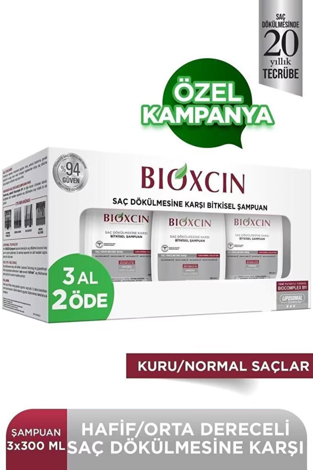 Bioxcin Anti Hair Loss Shampoo for Dry/Normal Hair - 10.14 fl oz, Herbal, pH Balanced, Clinically Tested by Beauty Care Bag