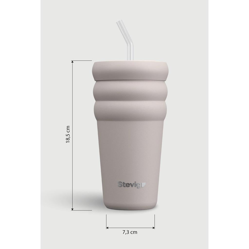 Stevig Bubble Stainless Steel Thermos in Crushed Rock 600ml by Beauty Care Bag