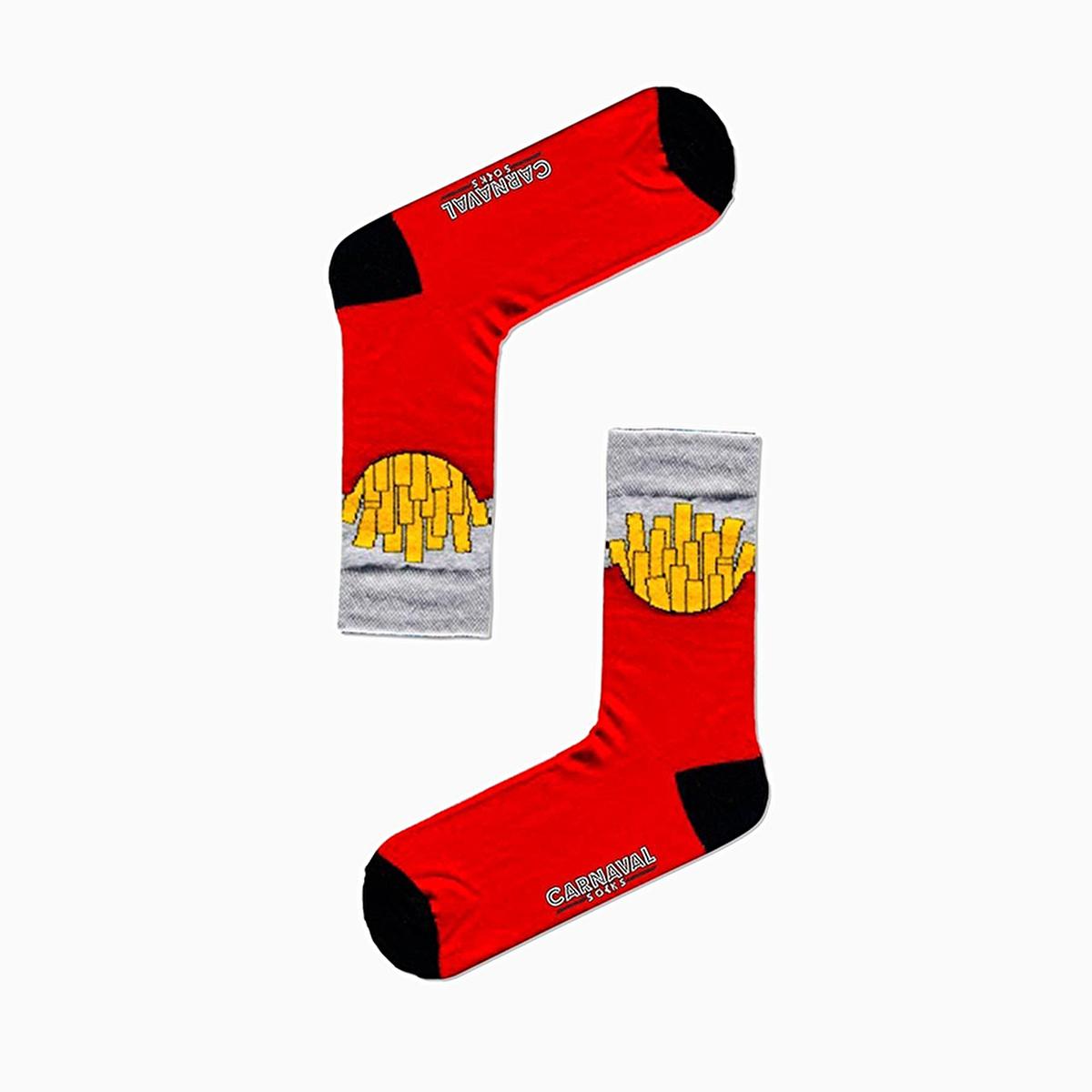 Carnaval Novelty Fast Food Socks Set - 5 Pairs of Comfortable Cotton-Themed Socks for Everyday Wear by Beauty Care Bag